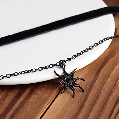 Gothic Choker, Choker Necklace for Women, Black Velvet Choker, Layered Necklace, Goth Jewelry for Women - style: Black Sun