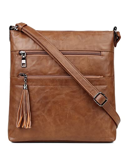 MASINTOR Crossbody Purses for Women, Multi Pocket Casual Crossbody Bag, Adjustable Strap Shoulder Bag with Tassel - color: Classy Brown