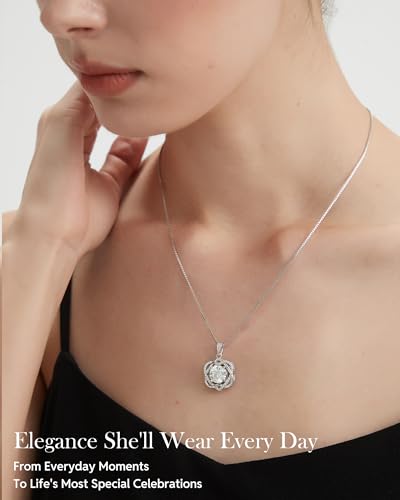 Moissanite Necklace for Women, 3-5 Carat Infinity Heart Pendant Necklace, 925 Sterling Silver Anniversary Birthday Gifts for Women, Jewelry Gift for Wife Mom Girlfriend Daughter - color: 5.0 carats