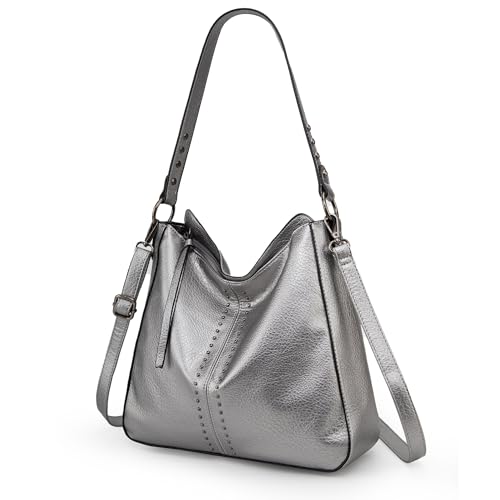 Montana West Hobo Bag for Women Crossbody Purse and Handbags Ladies Chic Shoulder Bags - color: Pearl Silver