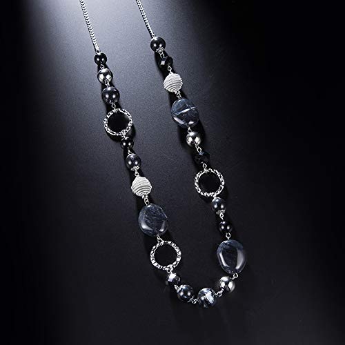 PEARL&CLUB Long Beaded Necklaces For Women - Sweater Chain Fashion Jewelry Necklace Gifts For Women - color: 23-Black
