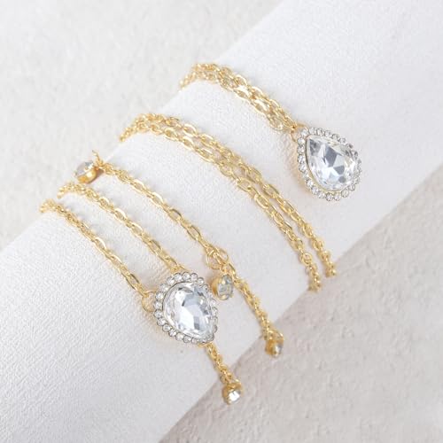 Rhinestone Back Chain Necklace for Women Bridal Wedding Sexy Rhinestone Backdrop Chain Waist Belly Chains Trendy Body Chains Jewelry - style: Gold