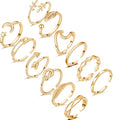 Honsny 12PCS Silver Plated Rings Adjustable Open Rings for Women Cute Gold Plated Stackable Thumb Rings Joint Chain Midi FingerArrow Knot Wave Band Rings Set - color: 12PCS Silver B