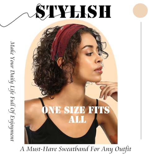Boho Bandana Wide Headbands Womens' Hair Bands Fashion Paisley Head Wraps African Scarf Headband Vintage Turban Bohemian Sweatbands Large Hair Scarf For Women Girls Workout - color: Style 91