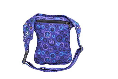 The Collection Royal Fanny Pack Crossbody Bags for Women| Cotton Canvas Boho Hippie Festival Colorful Belt Bag for Women (Purple Peace R) - color: Purple Peace R