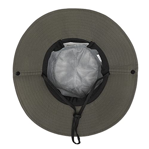 Womens Summer Sun Hat Beach Hat Wide Brim Outdoor UV Protection Hat Foldable Cool Mesh Ponytail Bucket Hat - color: Pure Army Green