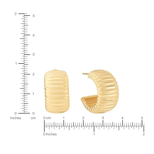 Amazon Essentials Plated Tailored Hoop Earrings - color: Gold Tone, size: L: 0.88" X W: 0.49"