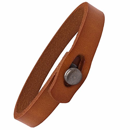 Mens Genuine Leather Bracelet - Handmade Adjustable Leather Cuff Bracelet punk Style leather wrap Wristband for Men - color: A-Yellow