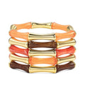 Gold Tube Bangle Bracelets for Women Stackable Bamboo Chunky Acrylic Beads Stretch Friendship Summer Beach Bracelet Jewelry - color: Colorful 03