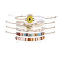 Beach Summer Ankle Bracelet for Women Handmade Braided Adjustable String Anklets Waterproof Surfer Bracelet - color: flower/brown