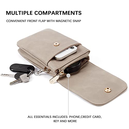 BOSTANTEN Vegan Leather Crossbody Bags for Women Designer Cell Phone Bag Wallet Purses Adjustable Strap - color: A-03-retro Grey