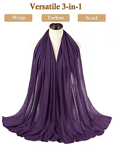 Nonbongoy Head Wraps for Black Women Stretch Headwraps Large Hair Wraps Hijab Scarves for Muslim Head Scarf Turban Headbands - color: 1-purple Headwrap