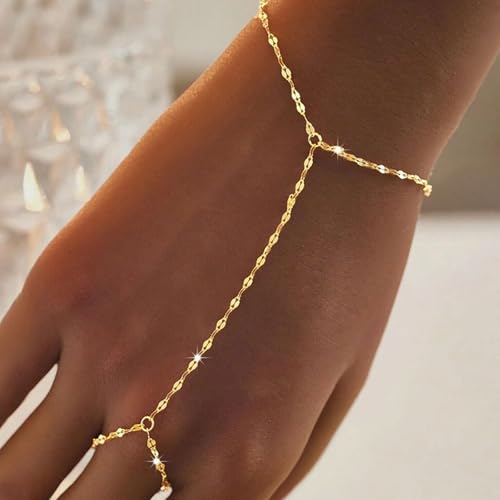 choice of all Hand Chain Bracelet Gold Finger Ring Bracelet Hand Chain for Women Trendy Birthday Jewelry Gifts - color: A5:hand chain