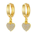 XYJZXY Gold Huggie Small Hoop Earrings with Charm Personalized Snake/Evil Eye/Star/Cross/Lock/Key 18k Gold Plated Crystal Drop Dangle Earrings for Women - style: Heart