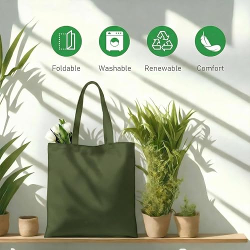 1 Pack Available Premium Canvas Reusable Tote Gift Bags,Made of Natural Canvas with Handle,Work,DIY,Shopping(Olive Green) - color: C8-olive Green 1 Pack