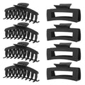 Black Hair Clips for Women -8 Pack 4.3 Inch Large Matte Banana Claw Clips for Women Thin Thick Curly Hair, Big Strong Hold jaw - color: Black