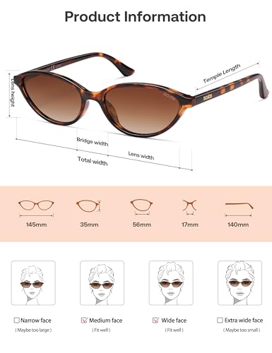 SOJOS Trendy Polarized Oval Sunglasses for Women Retro Chic 90s Shades Lightweight Sunnies SJ2656 - color: Brown Tortoise Frame Brown Grading Lens