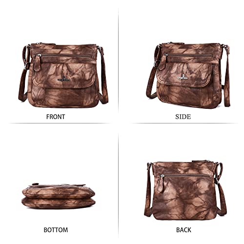 Angelkiss Small Womens Crossbody Bag Leather Shoulder Purse for Women Hobo Bag with Adjustable Shoulder Strap - color: 7brown