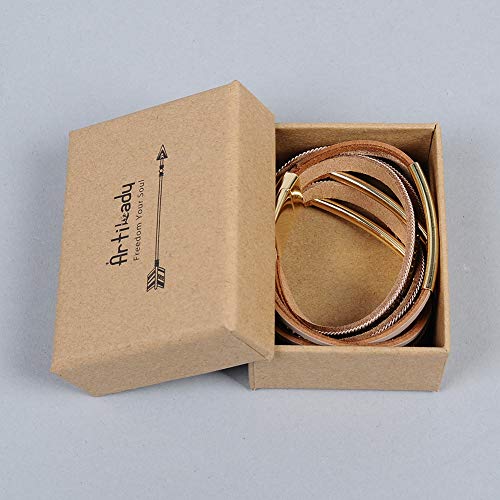 Artilady Leather Wrap Bracelets for Women - Pearl Bracelets Handmade Clasp Bangle Bracelet with Beads Jewelry Gift for Women and Mother - style: Dark Brown with Gold ba