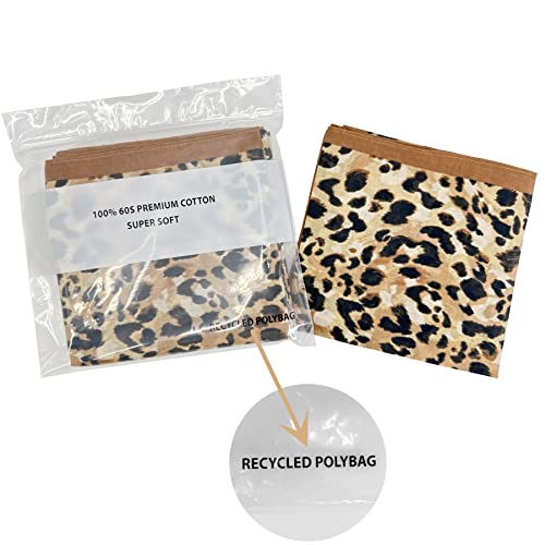 Single Pack Bandanas 60s Premium Cotton Soft Thin Handfeel Large Handkerchief for Men and Women - color: 1 Pack-leopard
