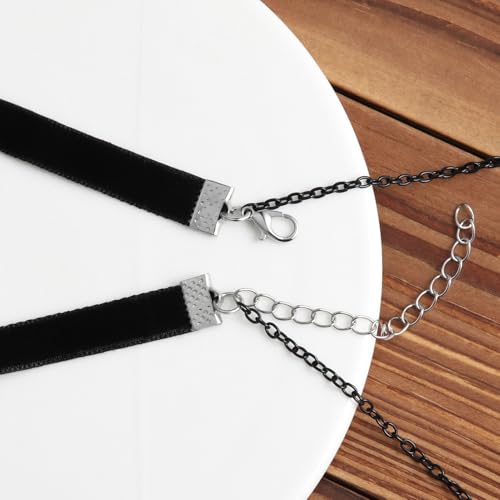 Gothic Choker, Choker Necklace for Women, Black Velvet Choker, Layered Necklace, Goth Jewelry for Women - style: Black Crescent Moon