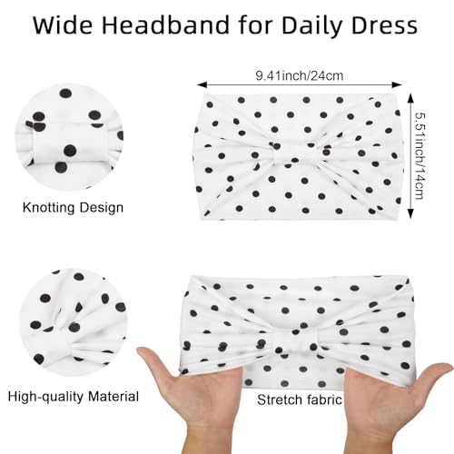 Huachi 4 Packs Polka Dot Headbands for Women Wide Knotted Non Slip Fashion Vingate 1950s Head Bands for Women’s Hair Large African Bandana Hairbands Yoga Running Sports Workout Thick Turban - color: Polka Dot Headbands 1