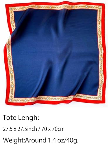 Silky Scarf for Women Lightweight Satin Bandanas Neck Hair Wrap For Sleeping Head Scarves 27.5" - color: A14 Blue & Chain/27.5"