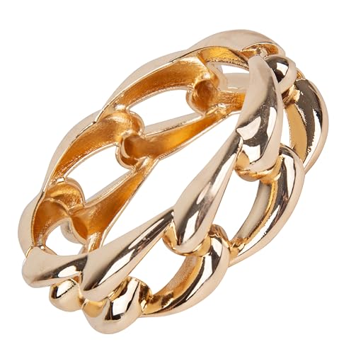 SPUNKYsoul Chain Link Buckle With Rhinestones Cuff Bracelet in Gold, Silver Rose Gold and Gun Metal for Women - style: "Athena" Chunky Gold