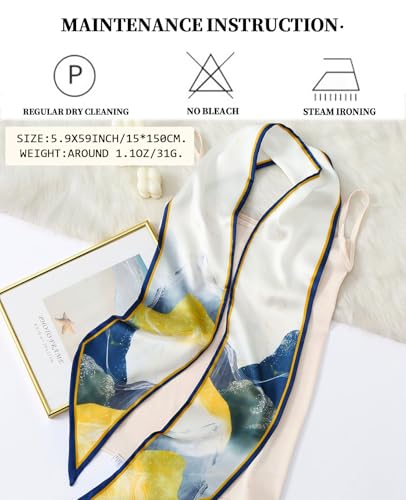 Head Scarf Purse Handle Neck Satin Hair Scarfs For Bag Lightweight Silky Long Thin Women's Fashion Scarves 59 * 5.9” - color: H17-underwater World(59*5.9inch)