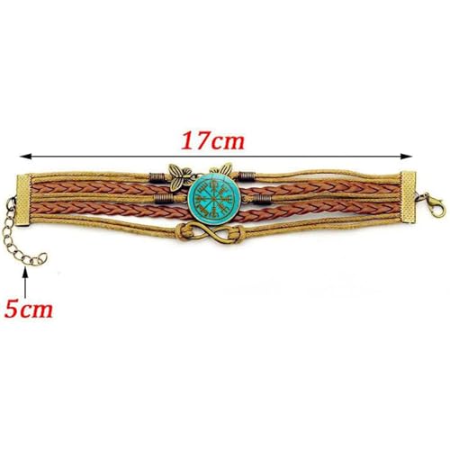Viking Compass Protect Bracelet for Women Turquoise Charm Bracelets Viking Norse Jewelry for Women - color: A