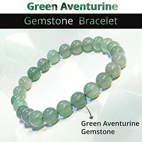 ANAYA AGATE Healing Crystal Bracelet for Women and Men – 8mm Round Beaded Bracelet for Men and Women – Unisex Stretchy Gemstone Bracelet for Healing and Protection - color: Green Aventurine