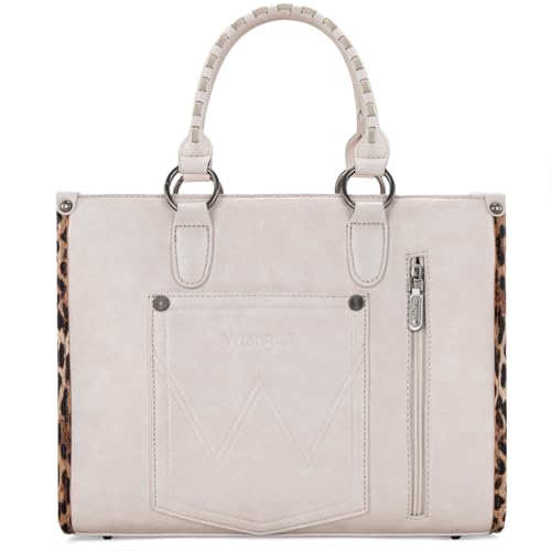 Montana West Wrangler Animal Print Tote Bag for Women Western Purse Boho Top Handle Satchel Handbag - color: Leo Beige
