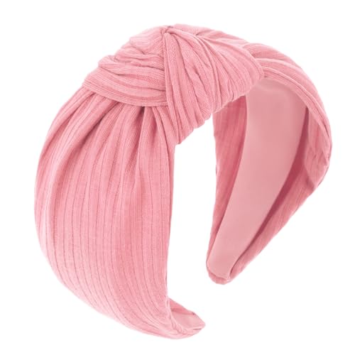 YISSION Wide Knotted Headbands for Women Non Slip Head Band Pink Headband Fashion Top Knot Hairband Hair Accessories for Women Girls - color: Pink