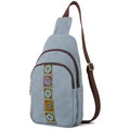 SILKAREA Canvas Sling Bag for Wome Crossbody Purse Small Sling Backpack Purse Travel Hiking Chest Bag Daypack - color: Light Blue