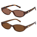 Retro Oval Sunglasses for Women Men Y2k Narrow Cat Eye Sunnies Skinny Shades AR82299 - color: B05 Tortoise+clear Brown