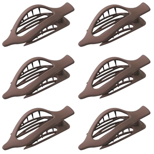 GKETN 6 Pack Flat Hair Claw Clips for Women Duck Billed French Lay Down Hair Barrettes Accessories 100% Polycarbonate Matte Dark Brown - color: Matte Dark Brown