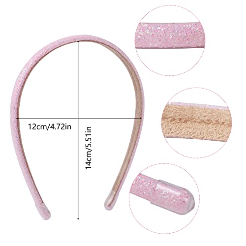 Fishdown Thin Glitter Headbands 6 Pack, Including Gold, Silver, Rose Red, Pink, Blue, Light Blue for Girls and Women, Non-slip Upgraded Sequin Headband with Soft Fabric Cover - color: Color-2