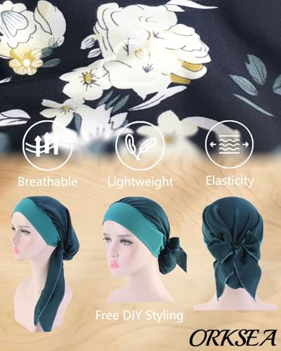 Chemo Headwear for Women Head Scarf Headwraps Silky Soft Turbans for Women Cancer Hats Chemo Beanie Coverings Scarves - color: C Big Black Pattern 1