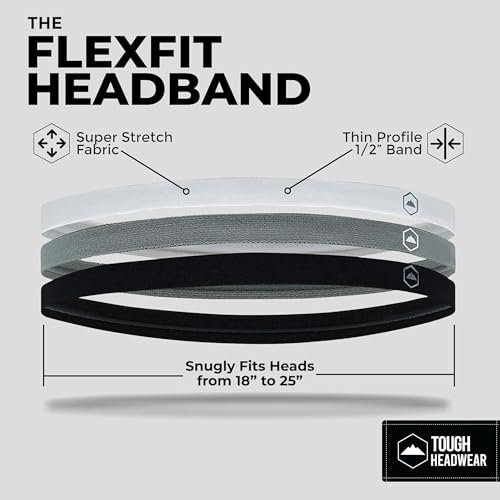 Thin Elastic Sports Headbands - Workout, Running, Soccer for Women & Men - color: Black, Gray, White - 6