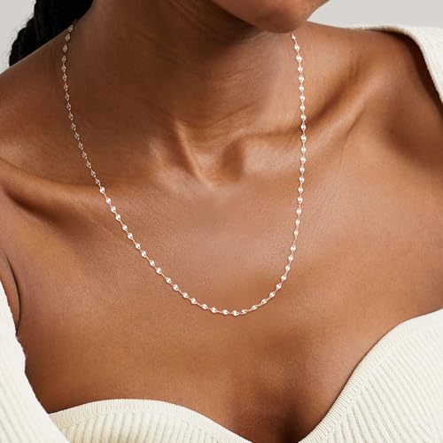 Carffordo 925 Sterling Silver Chain Necklace Link Chain Necklace for Women Simple Dainty 16K Gold Plated Necklace for Women Minimalist Waterproof Silver Necklace Trendy Jewelry Gifts - color: Silver, size: 24 Inches (Women's Long Length)