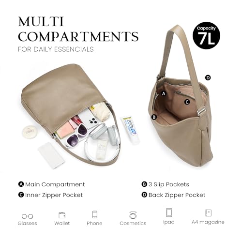 befen Vintage Genuine Leather Satchel Tote Bag for Women, Top Handle Handbags Leather Purse, Large Shoulder Crossbody Bags - color: Gray-a