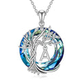 TOUPOP Gifts for Women Tree of Life Initial Necklace 925 Sterling Silver Letter Pendant with Blue Crystal Birthday Jewelry Gifts for Women Her Mom Wife Daughter - color: Tree of Life A Initial