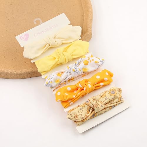 Baby Headbands Soft Stretchy Baby Girl Bows Newborn Infant Toddler Headwrap Hair Accessories - color: Yellow