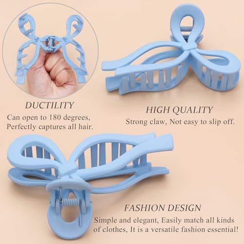 4 Pcs Bow Hair Clips Elegant Hair Claw Butterfly Hair Accessories for Girls Nonslip Butterfly Clips Hair Styling Accessories for Women - color: 4 Pcs-Matte Style(Pink,Blue,Orange,Yellow)
