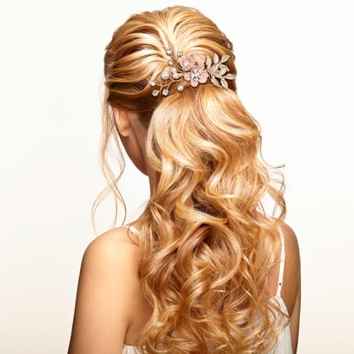 HINZIC 3pcs Flower Tassels Hairpin for Women, Non-Slip Pearl Hair Clips Headpiece, Retro Chinese Hanfu Wedding Brides Hair Accessories for Long Hair- Pink - color: Pink
