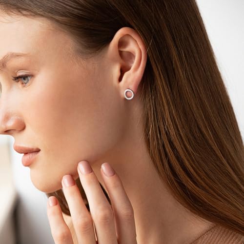 18K Gold Love Knot Stud Earrings for Women Statement Button Pearl Stud Earrings Minimalist Cute Small Post Earring - color: 7.Silver Circle