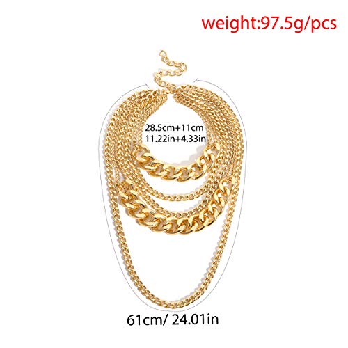 CSIYANJRY99 Chunky Gold Necklaces for Women,Multilayer Punk 80s Hip Hop Necklace,Layered Cuban Link Chain Statement Necklace 90s Freaknik Outfit Accessories for Women - color: Chunky Silver