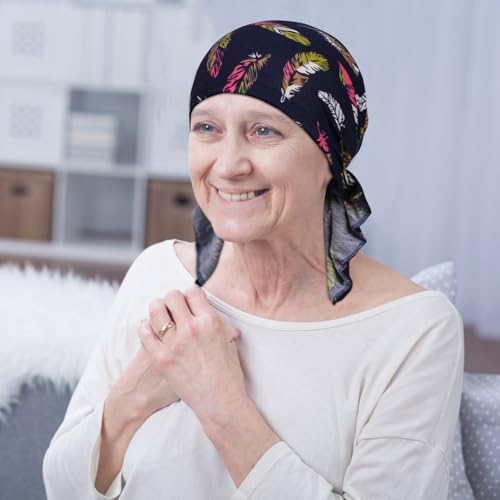 4 Pieces Chemo Headwear for Women, Pre-Tied Head Scarf Cancer Headwear for Hair Loss - color: Multicolor-1