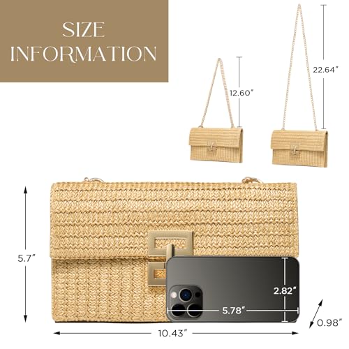 SWEETV CHUNLI Straw Purse Woven Beach Bag Summer Clutch Purse Boho Crossbody Bags for Women Small Raffia Shoulder Bag - color: Hot Pink