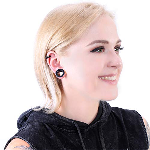 WBRWP 20/28pcs Ear Stretching kit Set: Hollow Hard/Soft Silicone Plugs and Tunnels Ear Expander Gauges Stretcher Body Piercing Jewelry - style: 28pcs Thick/Black